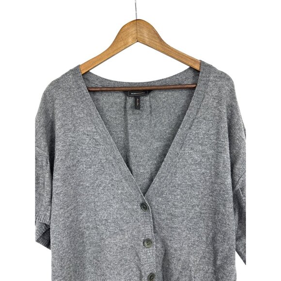 BCBG Max Azria Gray Button-Front Short Sleeve Cardigan Sweater Size L - Picture 3 of 8